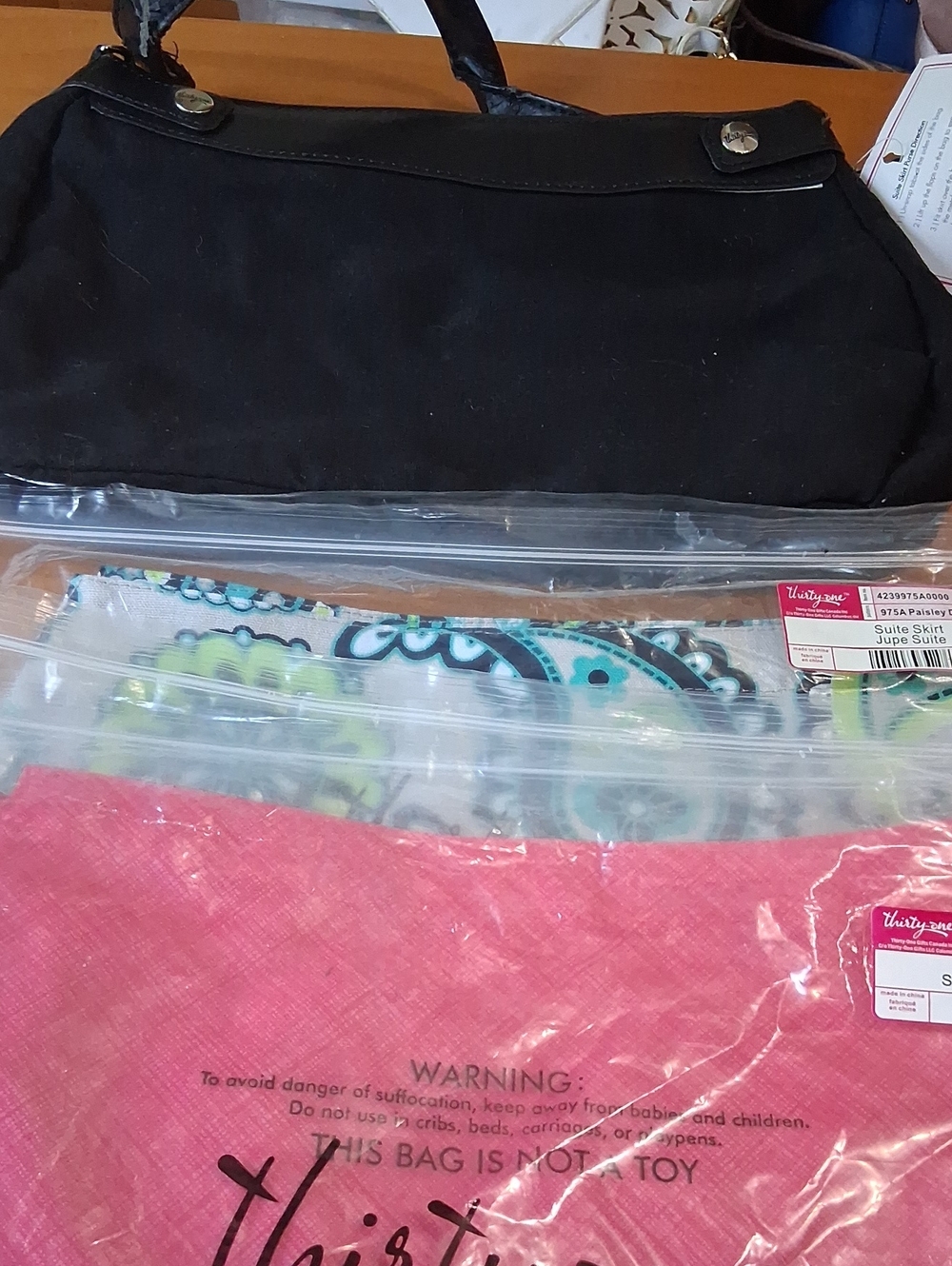 thirty-one Black Shoulder Bag with Snap Detail